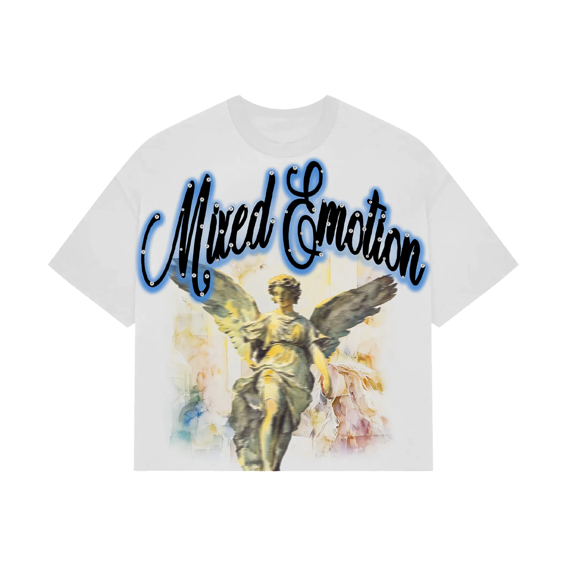 Mixe Demotion Blue Rhinestone Cropped Shirt Mixe Demotion Blue Rhinestone Cropped Shirts