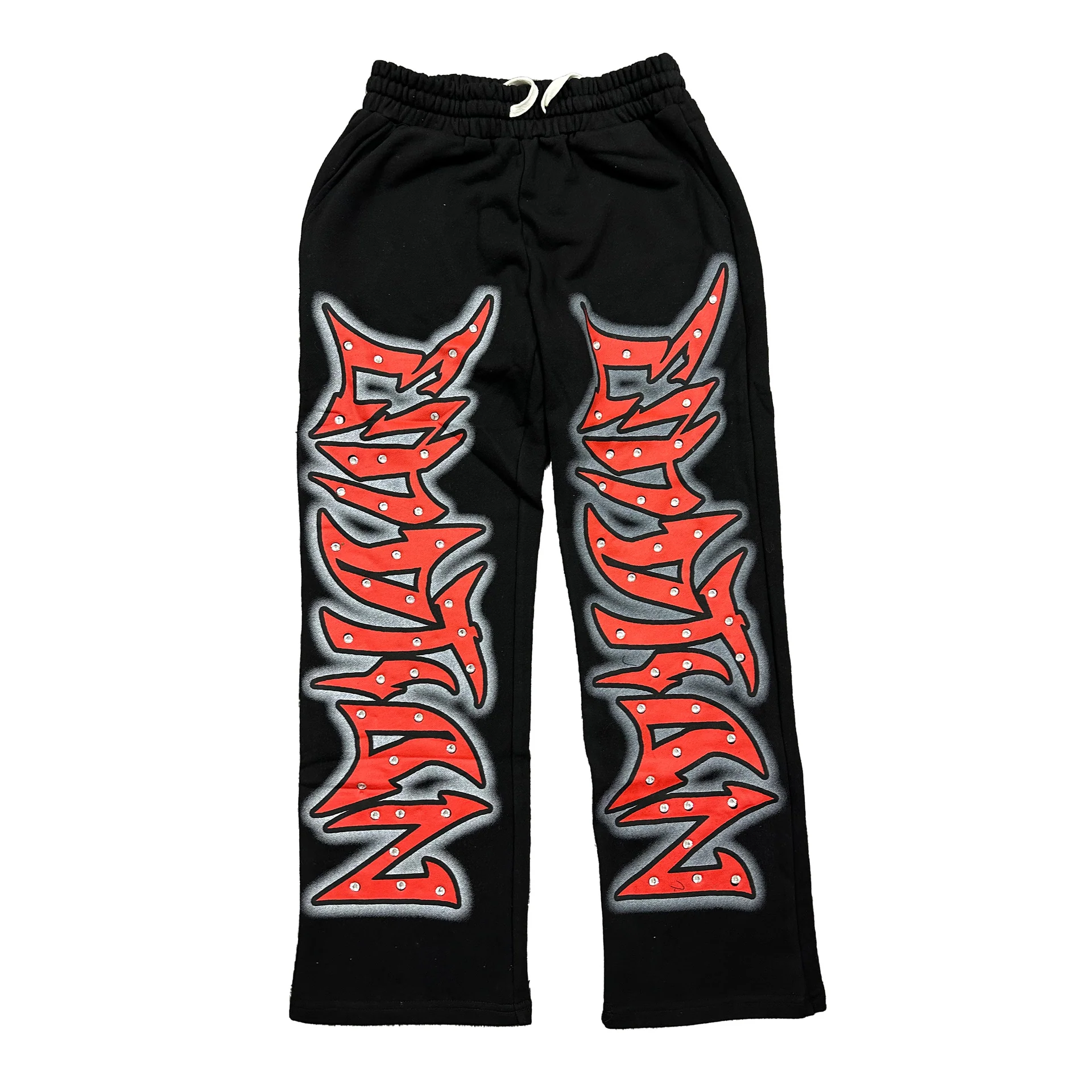 Mixed Emotion Black Graffiti Rhinestone Sweatpants Mixed Emotion Black Graffiti Rhinestone Sweatpants