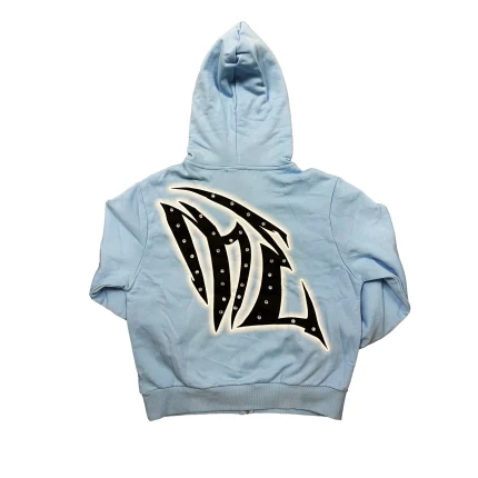 Mixed Emotion Blue Graffiti Rhinestone Hoodie
