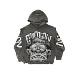 Mixed Emotion Grey Monster Cropped Hoodie