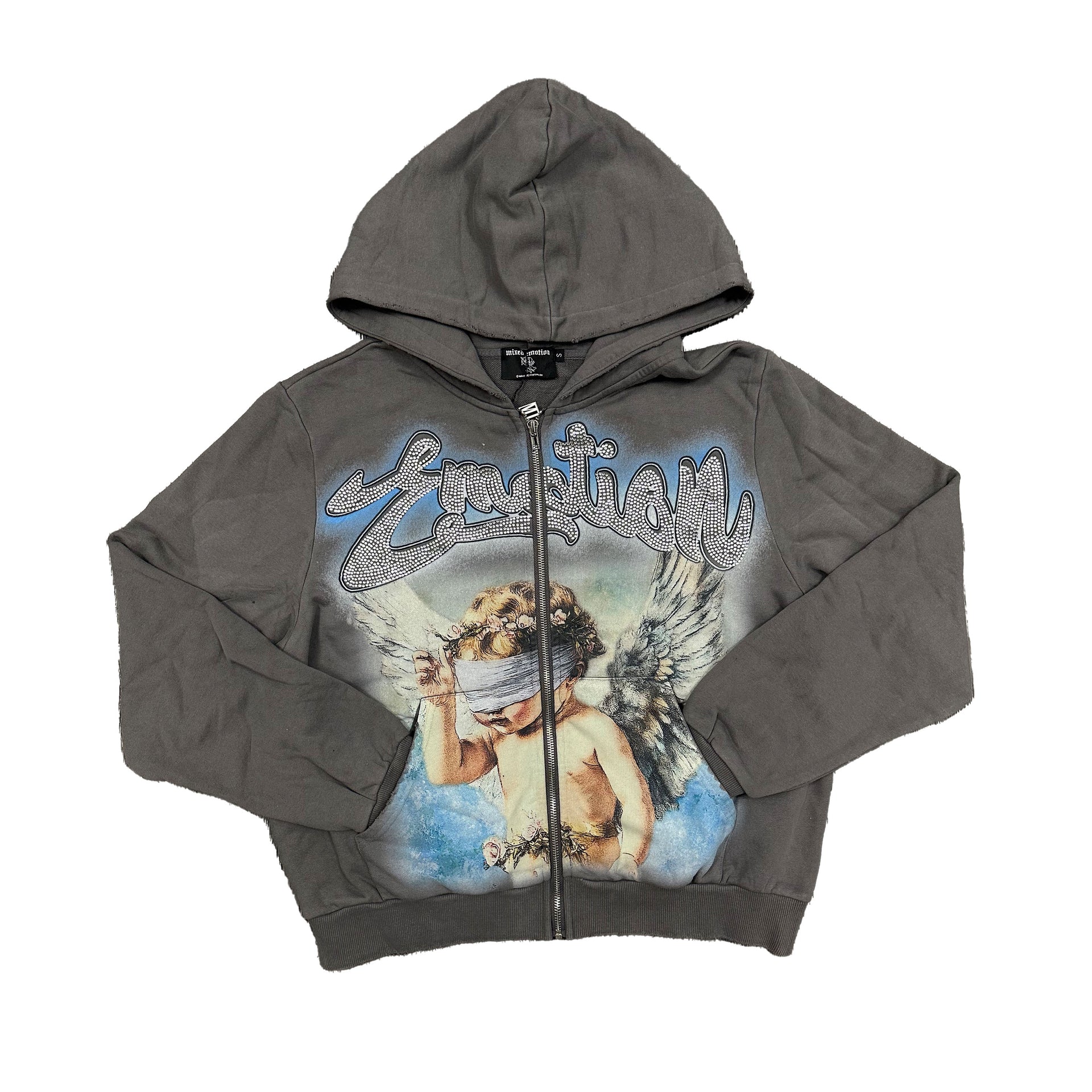 Mixed Emotion Grey Rhinestone Hoodie